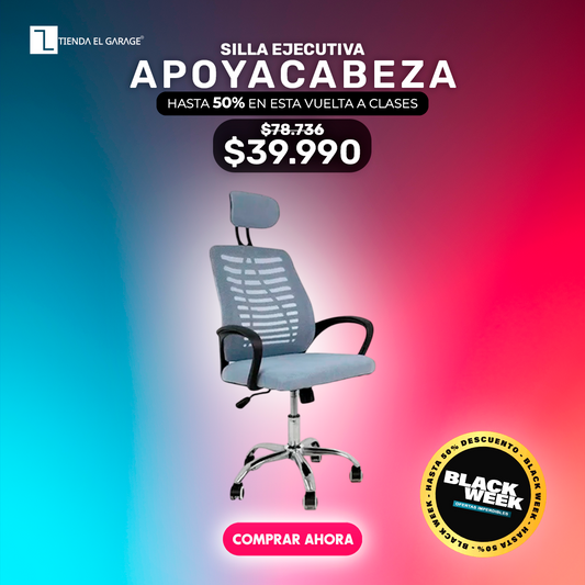 Silla Ejecutiva Escritorio Ergonomic Con Apoyacabeza Basic Gris