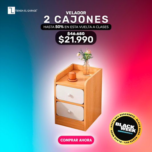 Velador Mesita ZT2 Madera 3 Niveles 2 Cajones Tienda El Garage