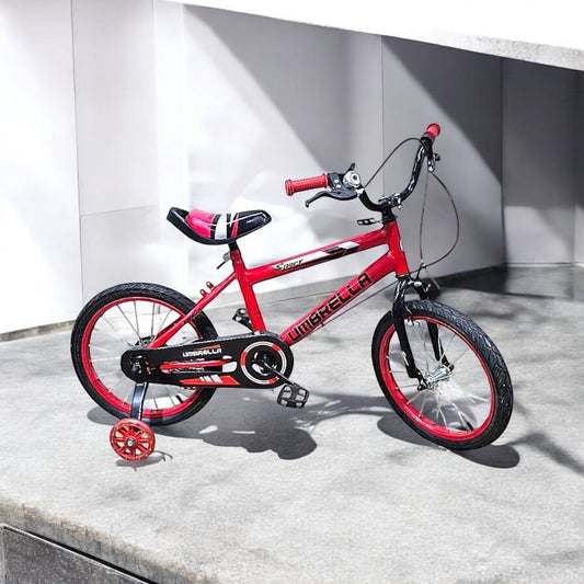 Bicicleta Niño Aro 18 Rojo con Rueditas de Apoyo y Canasto