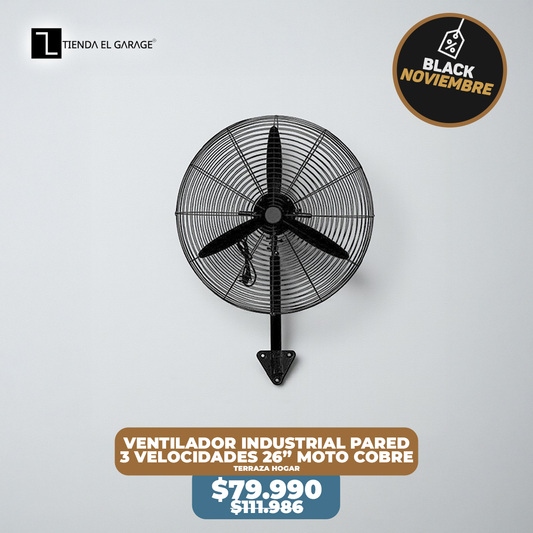 Ventilador Industrial De Pared 3 Velocidades 26¨ Motor Cobre