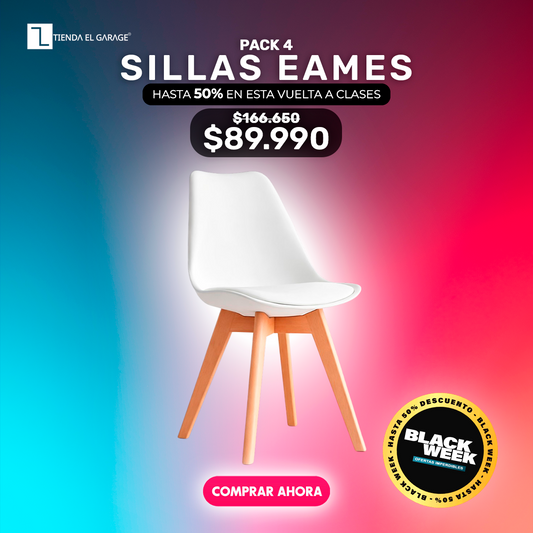 Pack 4 Sillas Eames Acolchadas Color Blanca para Comedor y Oficina
