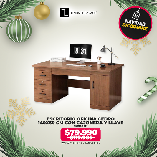 Escritorio Oficina Cedro 140x60 cm con Cajonera y Llave ZT4