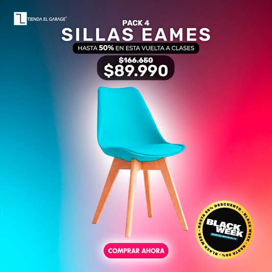 Pack 4 Sillas Eames Acolchadas Color Calipso para Comedor y Oficina