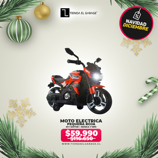 🏍️ Moto Eléctrica pequeña para Niños ROJA – 6V 1 Motor + Música y MP3