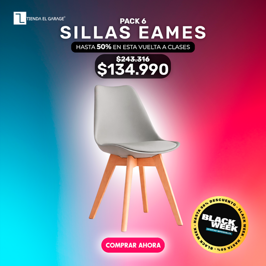 Pack 6 Sillas Eames Acolchadas Color Gris para Comedor y Oficina