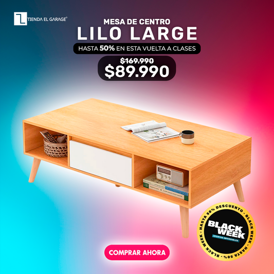 MESA DE CENTRO VINTAGE LILO LARGE 120x60x45.5 MADERA XP-6