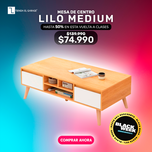 MESA DE CENTRO VINTAGE LILO MEDIUM 100x50x45.5 MADERA XP-7