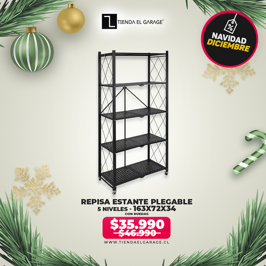 Repisa Estante 163x72x34 5 Niveles Metalica Plegable Ruedas