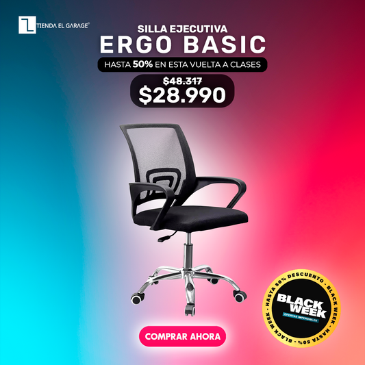 SILLA EJECUTIVA ESCRITORIO ERGONOMICA BASIC NEGRA
