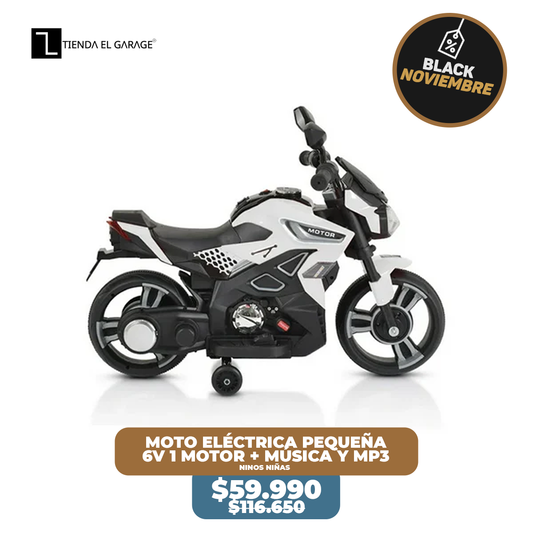🏍️ Moto Eléctrica pequeña para Niños blanca – 6V 1 Motor + Música y MP3
