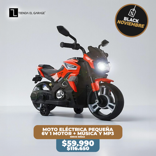 🏍️ Moto Eléctrica pequeña para Niños ROJA – 6V 1 Motor + Música y MP3