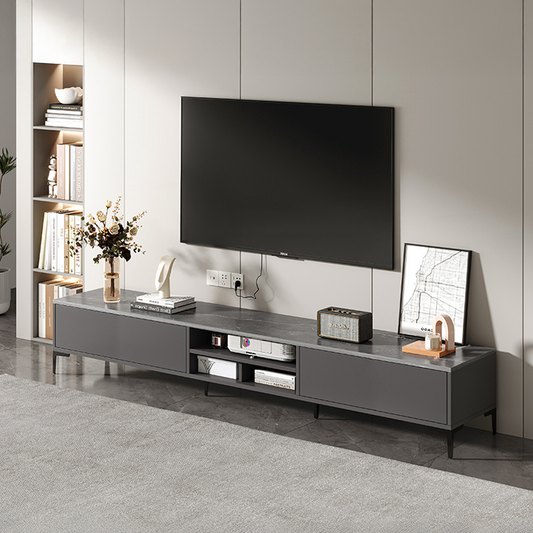 RACK TV MINIMALIST MADERA GRIS DOBLE PUERTA SLIM 160x30x46 CM XP-10