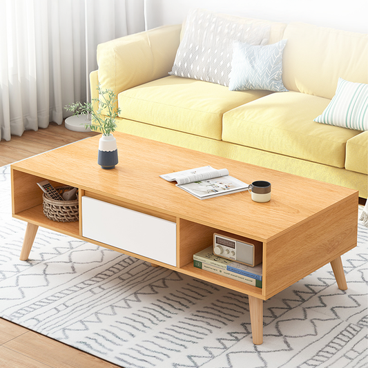 Mesa de centro escandinava grande 120x60 cm madera natural