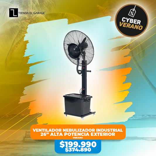 Ventilador Nebulizador Agua Industrial 26” Alta Potencia Exterior