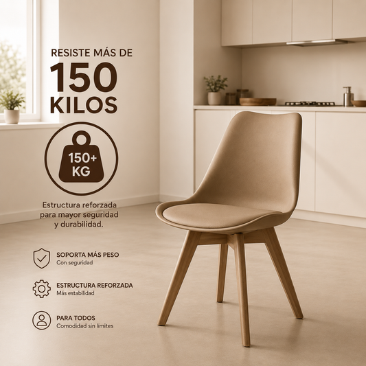 Pack 4 Sillas Eames Acolchadas Gris Comedor Living Oficina