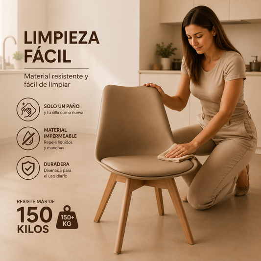 Pack 4 Sillas Eames Acolchadas Negras Comedor Living Oficina
