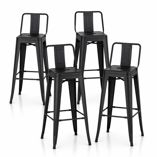 Pack 4 Pisos Taburete Tolix 66 Cm Negro Matte