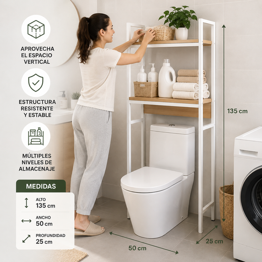 Organizador baño lavandería 135x50x26 cm vista lateral