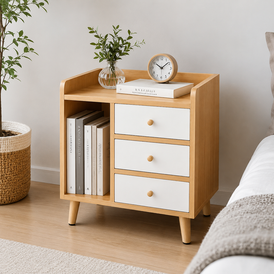Velador Madera 3 Cajones 3 Niveles para Dormitorio Organizador