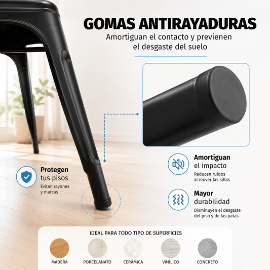 Pack 4 Sillas Tolix Acero Negro Mate Terraza Comedor Bar
