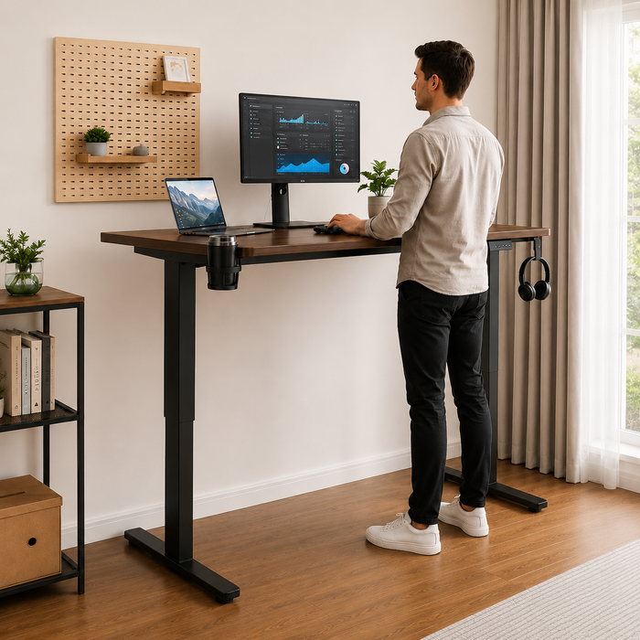 Escritorio Eléctrico Regulable Walnut 68-113 cm Motor Silencioso Home Office NR-SJ-1-M