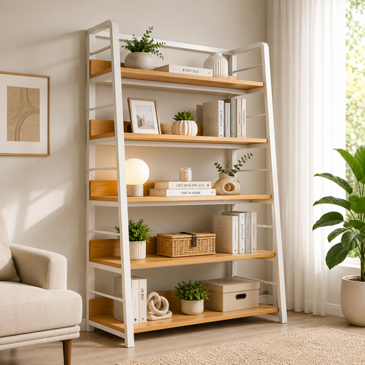 Repisa Estantería Madera y Metal 5 Niveles 180x140x35 cm sin Puertas para Living