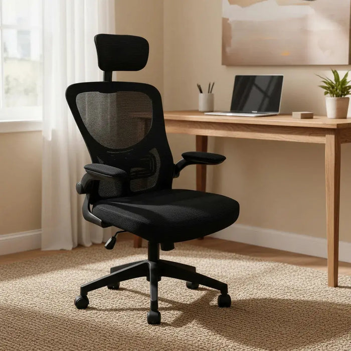 Silla Oficina Ergonómica Giratoria Apoyacabeza Apoyabrazos Malla NR-LITE