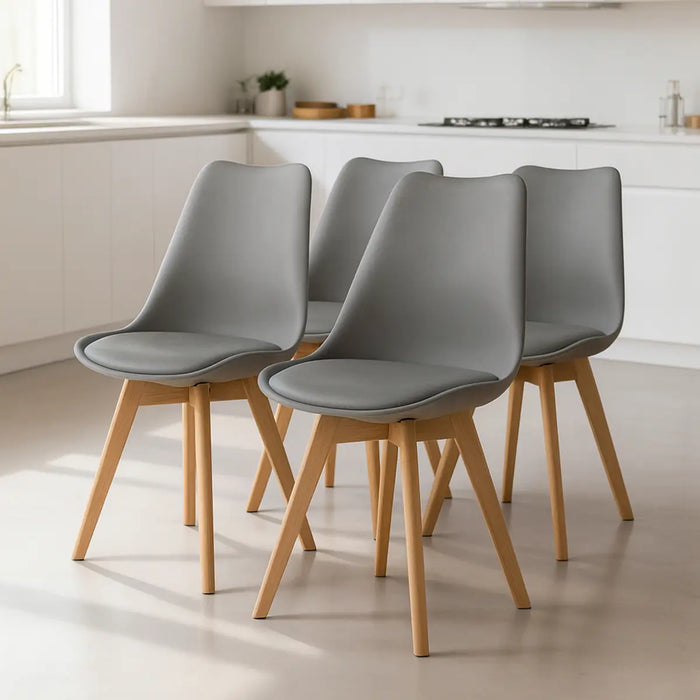Pack 4 Sillas Eames Acolchadas Gris Comedor Living Oficina