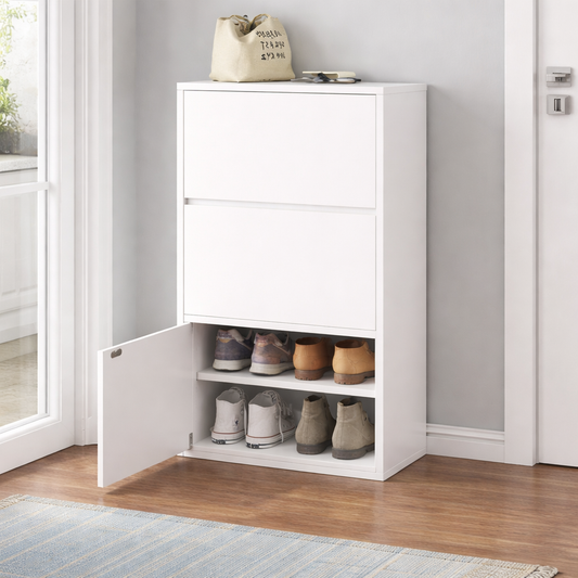 Zapatero Organizador 3 Puertas 6 Niveles blanco con Cajones ZT9