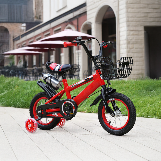 Bicicleta Niño Aro 12 Rojo con Rueditas de Apoyo y Canasto