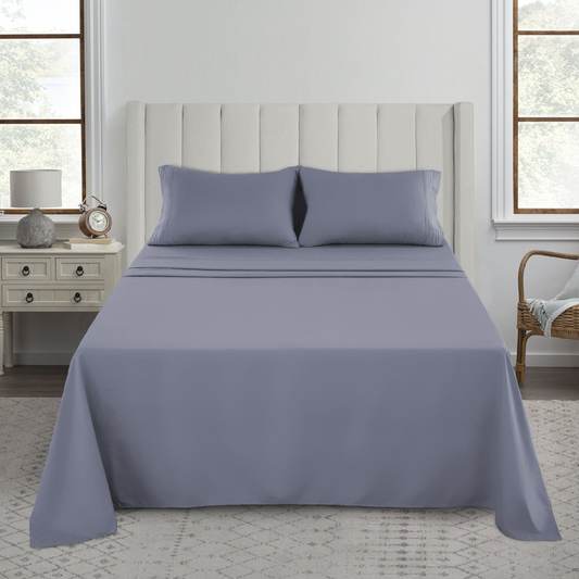 Sábanas Super King Gris 1800 Hilos Hotel Luxury Ultra Soft x4 Piezas