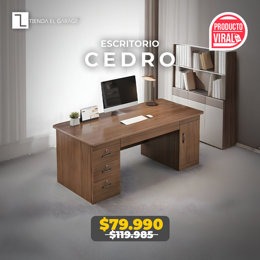 Escritorio Oficina Cedro 140x60 cm con Cajonera y Llave ZT4