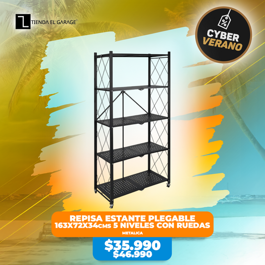 Repisa Estante 163x72x34 5 Niveles Metalica Plegable Ruedas