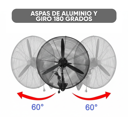 Ventilador Industrial De Pared 3 Velocidades 26¨ Motor Cobre