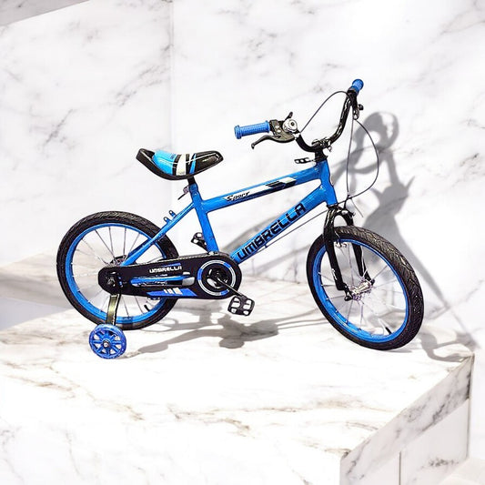 Bicicleta Niño Aro 18 Azul con Rueditas de Apoyo y Canasto