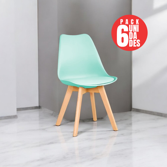 Pack 6 Sillas Eames Acolchadas Color Menta para Comedor y Oficina