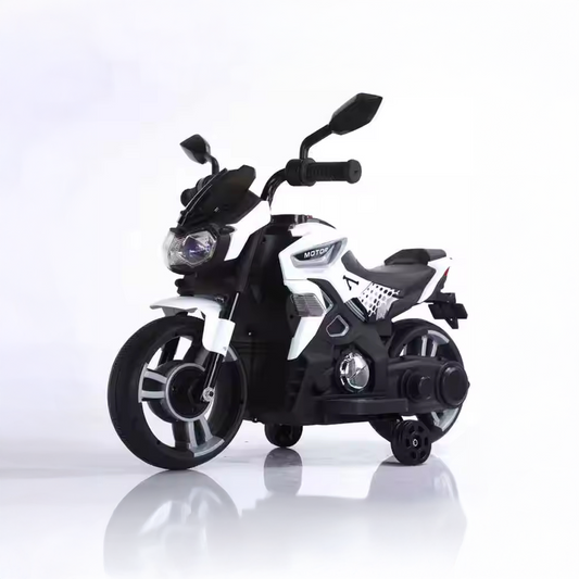 🏍️ Moto Eléctrica pequeña para Niños blanca  – 6V 1 Motor + Música y MP3