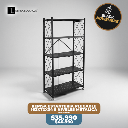 Repisa Estante 163x72x34 5 Niveles Metalica Plegable Ruedas