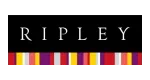Logotipo Ripley con fondo negro y barra de colores vivos en la parte inferior