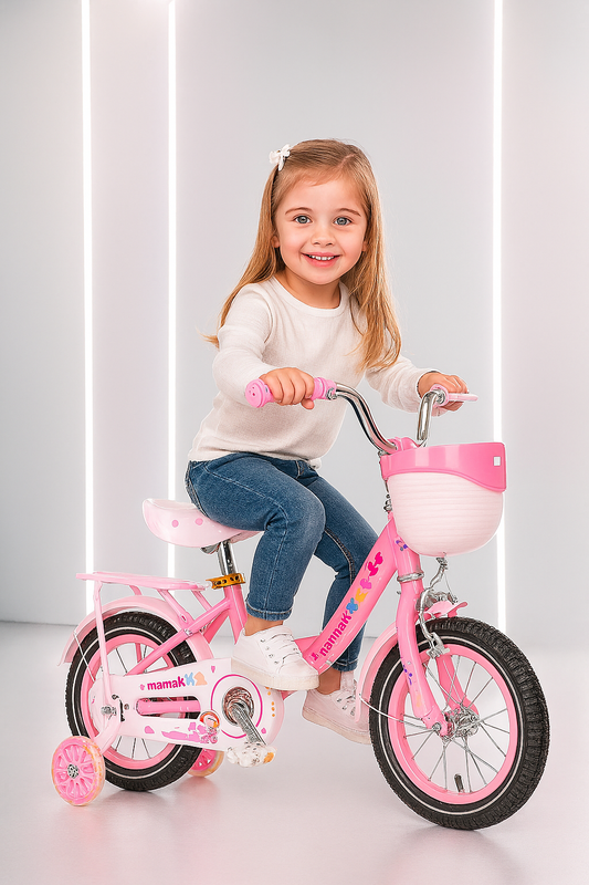 Bicicleta Niña Aro 12 Rosado con Ruedas de Apoyo y Canasto