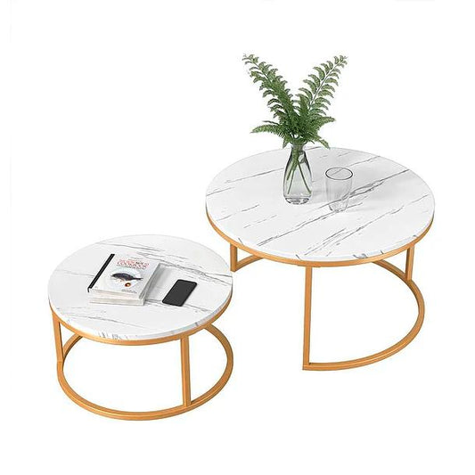 Mesa de Centro Nido 2 Piezas Cubierta Marmolada 50/70 cm
