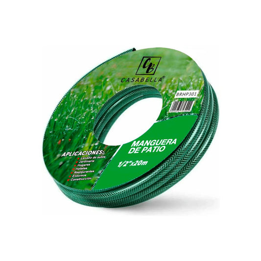 Manguera PVC Jardín 20 Metros 1/2” con Malla Reforzada y Pistola