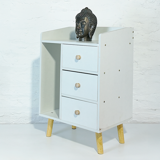 Velador Mesita ZT3 BLANCO 3 Niveles 3 Cajones Librero Organizador