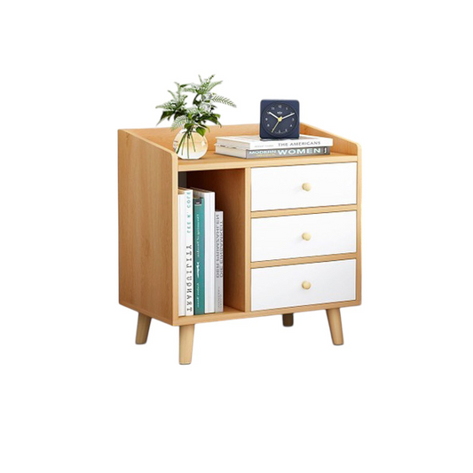 Velador Mesita ZT3 Madera 3 Niveles 3 Cajones Librero Organizador