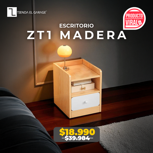 Velador ZT1 Madera Mesita 3 Niveles 1 Cajon Tienda El Garage