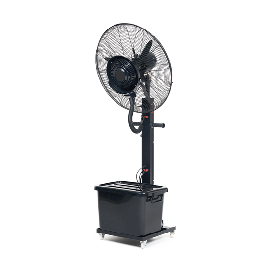 Ventilador nebulizador industrial vista lateral exterior