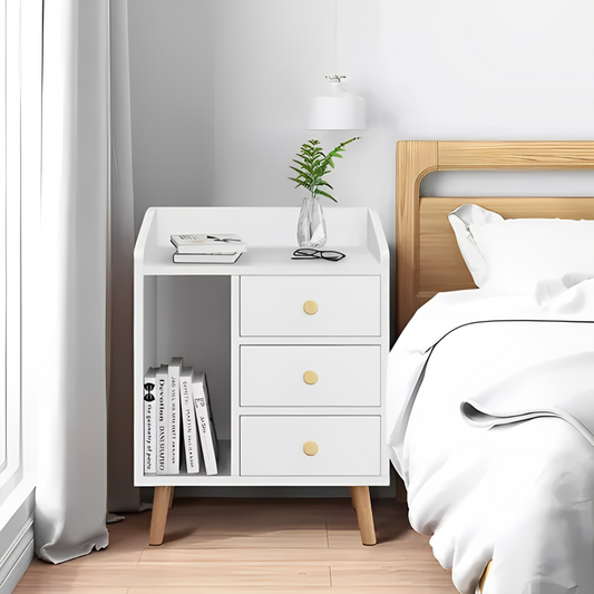 Velador Mesita ZT3 BLANCO 3 Niveles 3 Cajones Librero Organizador