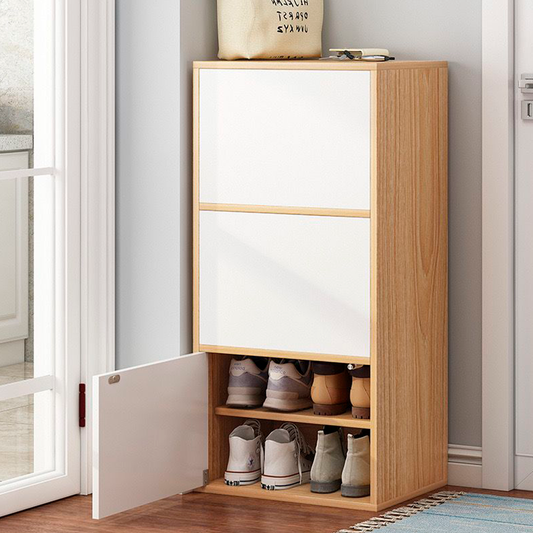 Zapatero Organizador 3 Puertas 6 Niveles Nogal Claro con Cajones ZT9