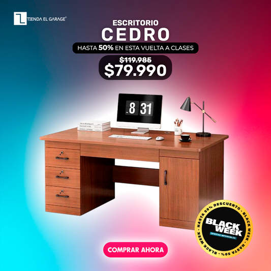 Escritorio Oficina Cedro 140x60 cm con Cajonera y Llave ZT4