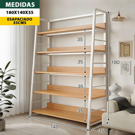 REPISA ESTANTERIA MADERA MODELO MILAN 5 NIVELES 180*140*35 SIN PUERTAS XP-1